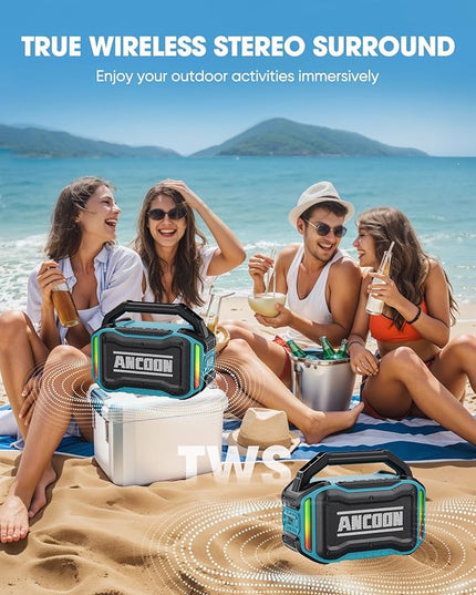 Speakers Bluetooth Wireless: 80W(Peak) Loud Speaker with Bass, 20H Playtime, IPX6 Waterproof, Large Jobsite Speakers for Work, Outdoor, Workshop, Garage, Portable Speaker with TWS (Sky Blue)