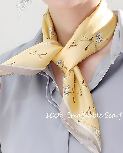 100% Mulberry Silk Scarf for Women Hair Lightweight Square Neckerchief Wrap For Head Scarves 21"