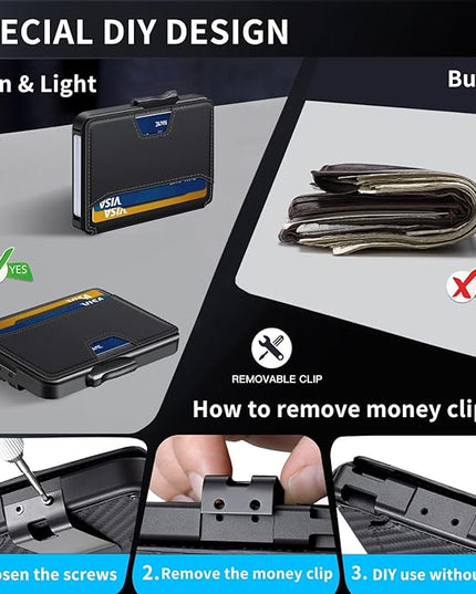 SEMORID Wallet for Men, Mens Wallet Minimalist Slim Wallet, RFID Blocking Smart Pop Up Wallet with Money Clip & ID Window, Metal Compact Wallet, Aluminum Credit Card Holder Wallet