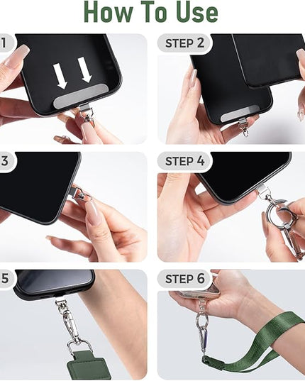 Clip and Go Strap for Phone with Wallet Crossbody Phone Lanyard and Detachable Checkered Bag with ID Window and RFID Pouch for Daily Travel.