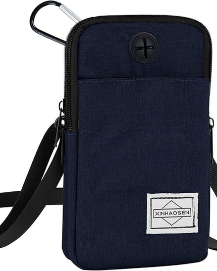 Cell Phone Purse Waist Pack Bag Travel Crossbody Bag Wristband Sport Armband Wallet with Removable Shoulder Strap (Navy Blue)