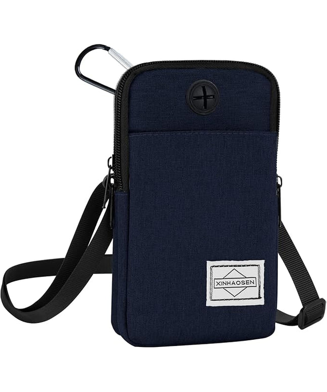 Cell Phone Purse Waist Pack Bag Travel Crossbody Bag Wristband Sport Armband Wallet with Removable Shoulder Strap (Navy Blue)