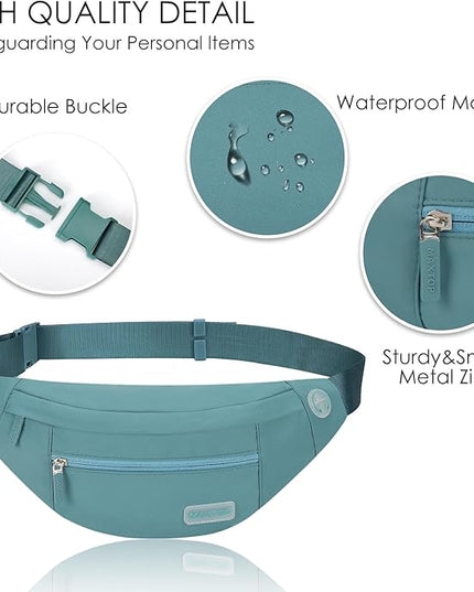 MAXTOP Large Crossbody Fanny Pack with 4-Zipper Pockets,Gifts for Enjoy Sports Festival Workout Traveling Running Casual Hands-Free Wallets Waist Pack Phone Bag Carrying All Phones