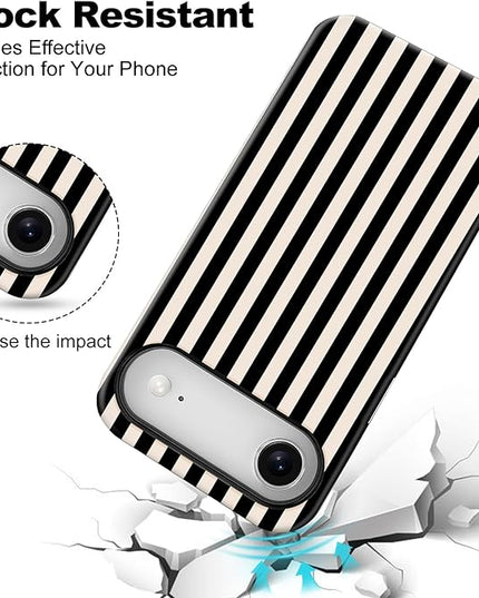 Magnetic for iPhone 17 Air Case Cute Stripes Phone Case, Shockproof Slim TPU and Hard PC Protective Phone Cover Compatible with MagSafe Designed for Women Girls, Black and White