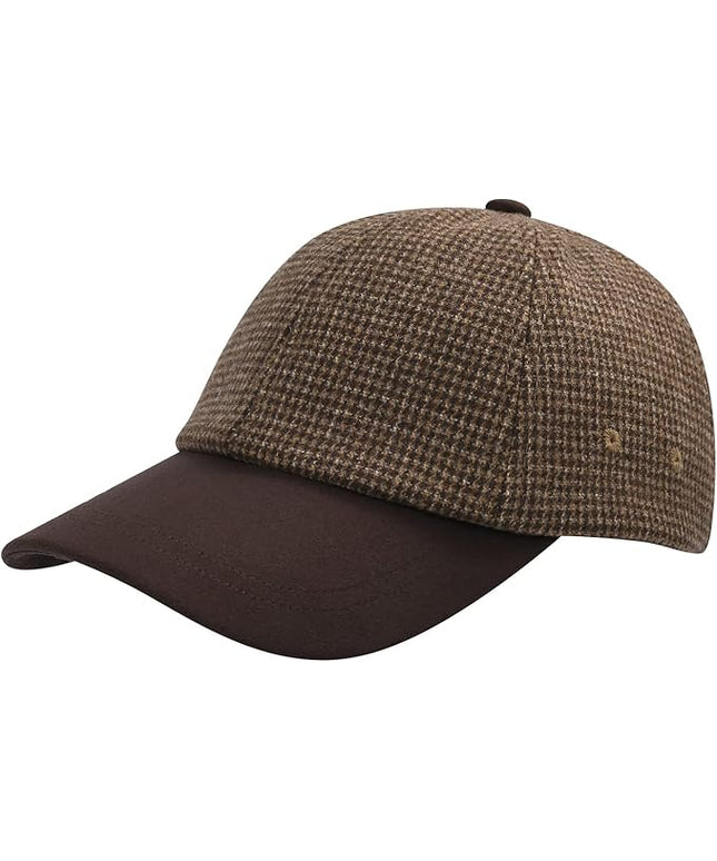 BOTVELA Wool Baseball Cap for Men Adjustable Unstructured Tweed Hat