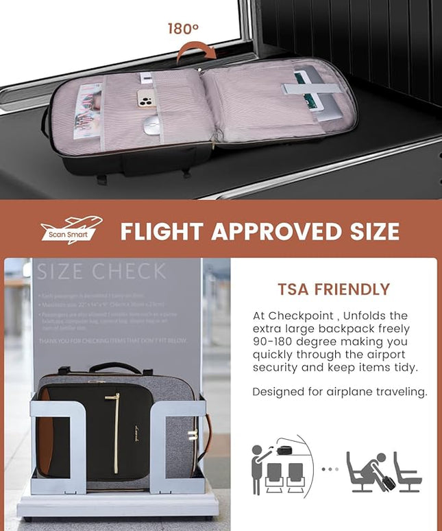 LOVEVOOK 50L Travel Backpack for Women & Men, Airline Approved Carry On Luggage with 3 Packing Cubes, TSA Overnight Bags, Waterproof Personal Item Bag, Weekender Essentials Backpacks fits 17" Laptop