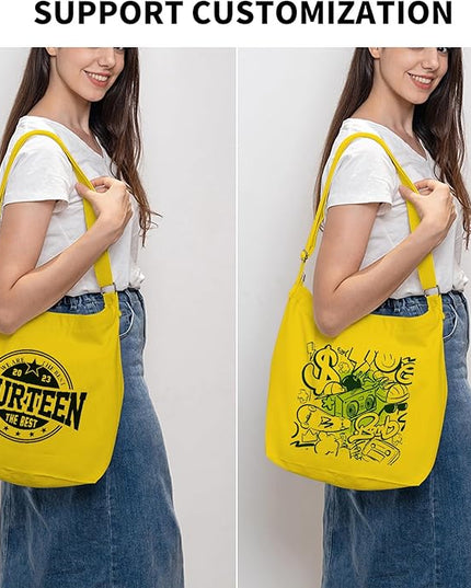 Women's blank large Size Canvas Crossbody Tote Handbags Shoulder Bag