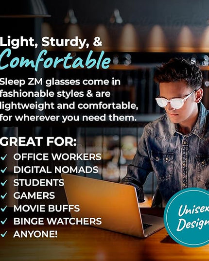 100% Blue Light Blocking Glasses - Women + Men - Better Sleep - Anti Eye Strain Protection - Computer Screens Gaming