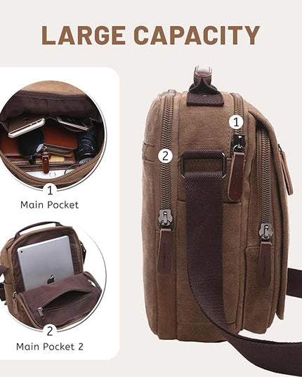 mygreen Small Canvas Crossbody Shoulder Bag Messenger Bag Work Bag