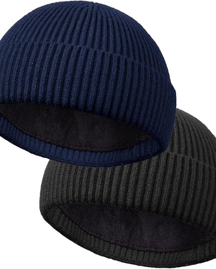 ROYBENS Wool Fisherman Beanie for Men Women, Knit Cuffed Fleece Lined Beanies Winter Warm Hat Skull Cap Unisex