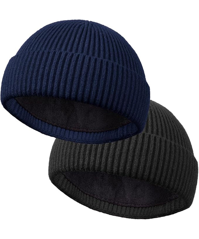 ROYBENS Wool Fisherman Beanie for Men Women, Knit Cuffed Fleece Lined Beanies Winter Warm Hat Skull Cap Unisex