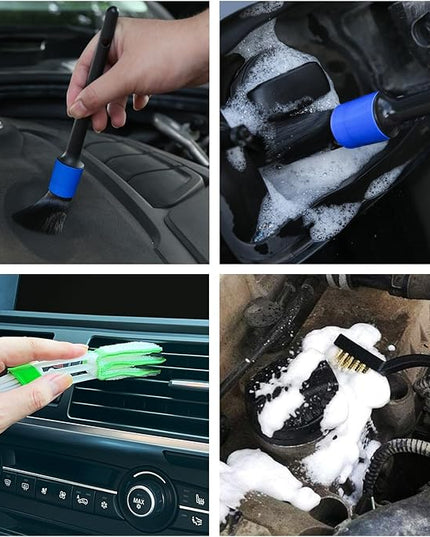 10pcs Detailing Brush Set, Multi-Purpose Car Detailing Brushes for Cleaning Car Interior, Exterior, Engine, Leather, Including 5 car Cleaning Brush, 3 Wire Brush, 2 Air Vent Brush,Blue