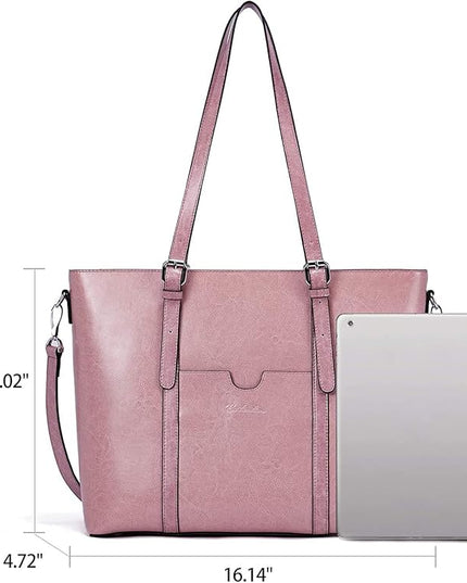 BOSTANTEN Leather Laptop Bag Work Tote for Women Shoulder Handbag Briefcase 15.6 inch Satchel Computer Bag