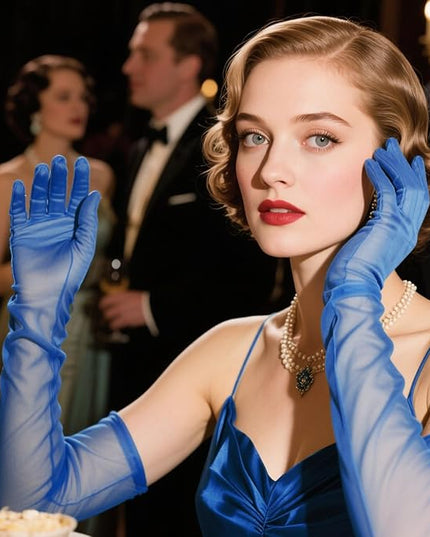 THARAHT Women Long Gloves with Satin Elbow Length for 1920s Opera Tea Party Costumes Bridal Evening Dress