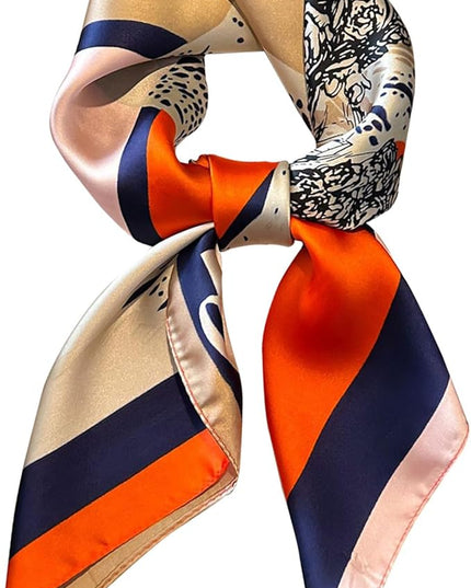 kcctoo 27.5" Mulberry Silk Feeling Head Scarf Women's Fashion Square Neck Satin Scarfs for Bag Hair Scarves Gift