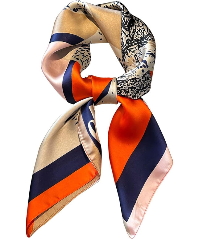kcctoo 27.5" Mulberry Silk Feeling Head Scarf Women's Fashion Square Neck Satin Scarfs for Bag Hair Scarves Gift