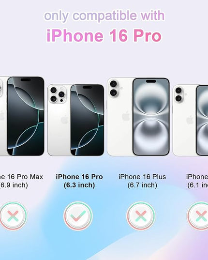 Aesthetic Case for iPhone 16 Pro Case for Women Girls, Compatible with Magsafe, Cute Girly Trendy Glitter Sparkly Rainbow Magnetic Protective Phone Cover, Matte Iridescent Red & Yellow