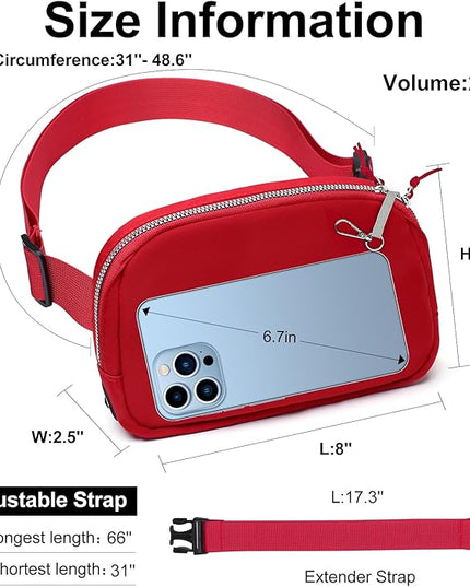 Mini Belt Bag for Women, RFID Small Fanny Pack, Womens Fashion Waist Packs with Extender Strap, Crossbody Bum Bags