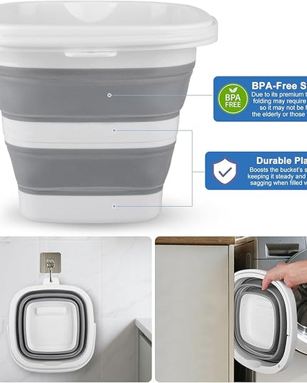 Car Wash Bucket 5L, Collapsible Bucket for Cleaning Supplies, Folding Mop Buckets Water Storage Containers for Camping Gardening Finishing Beach Outdoor RV Sink Wash Basin Ice Tub Swamp Emergency Prep