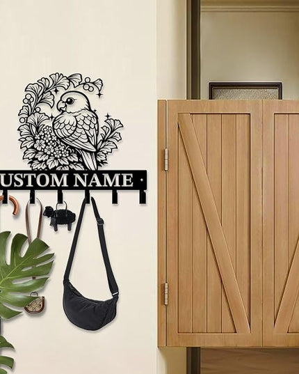 peanut case Customized Keys Holder - Personalized Birds Flower Key Hooks Wall Metal Sign Decor,Wall Holder, Garden,Door Hook (Style G)