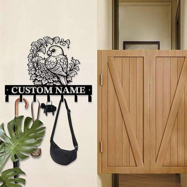 peanut case Customized Keys Holder - Personalized Birds Flower Key Hooks Wall Metal Sign Decor,Wall Holder, Garden,Door Hook (Style G)