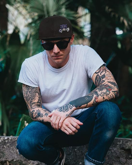 Skull Finger Flat Bill Hats for Men Black Mens Snapback Hat Baseball Cap Fitted Hat Rock N Roll Skeleton Hand Snap Backpack