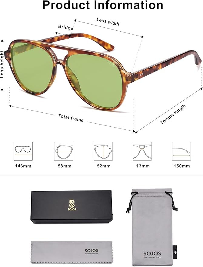 SOJOS Classic Polarized Aviator Sunglasses for Women Men, Retro Trendy Aviators Shades SJ2201