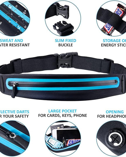 Running Belt Fanny Pack, Running Waist Pack for Women & Men USA Patented Hands-Free Reflective Runner Pouch Belt Fitness Workout Bag No-Bounce Adjustable Sport Travel Fanny Pack Cell
