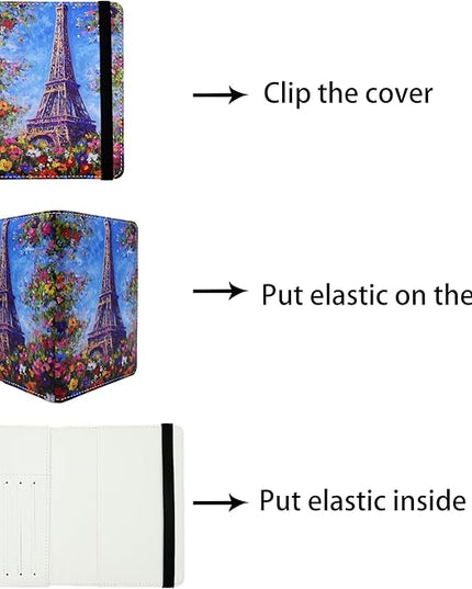 Passport Holder for Women and Men PU Leather Passport Cover for Travel (Eiffel Tower Floral)