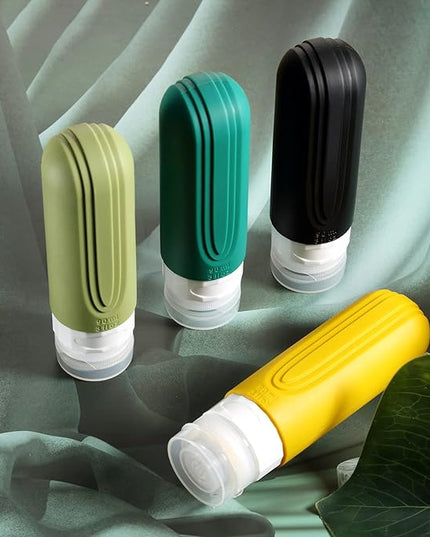 Travel Bottles for Toiletries, Tsa Approved 3oz Travel Size Containers BPA Free Leak Proof Refillable Liquid Silicone Squeezable Travel Accessories for Shampoo Conditioner Lotion (4 Pack)