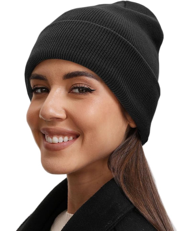100% Cotton Beanie Hat- Unisex Ultra Soft Winter Warm Stretch Knit Cuffed Hats Fisherman Beanies Skull Cap