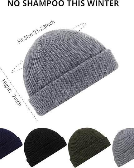 SATINIOR 6 Pieces Trawler Beanie Watch Hat Roll up Edge Skullcap Fisherman Beanie Unisex