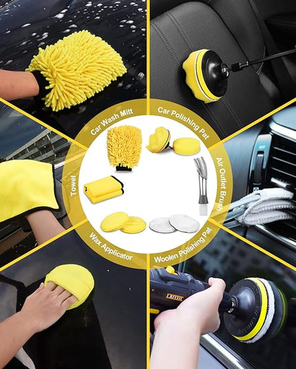 TTRCB 27Pcs Car Detailing Kit, Car Detailing Brush Set, Auto Detailing Drill Brush Set, Car Detailing Brushes, Car Wash Kit, Car Accessories, Car Cleaning Tools Kit for Interior, Exterior, Wheels