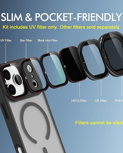 Magnetic UV Filter for iPhone 17 Pro with case | Compatible w MagSafe | Quick-Release System for CPL/ND/VND/(Sold Separately) | Phone Video Lens Accessory Camera Lens Protector for Vlog Live