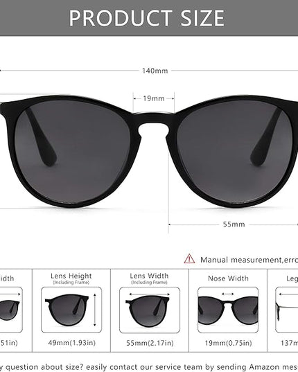 SUNGAIT Premium Vintage Round Sunglasses for Women Men Classic Retro Trendy Style