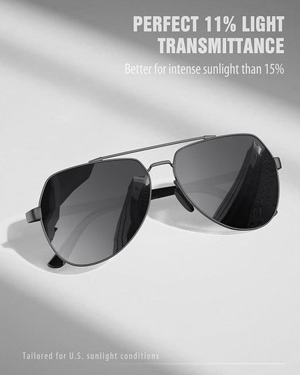 LUENX Aviator Sunglasses for Men Women Polarized New Shades Large Metal Frame - UV 400 Protection