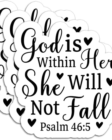 (3Pcs) God is Within Her She Will Not Fall Sticker – Inspirational Christian Vinyl Decal, Psalm 46:5 Scripture Stickers for Women – Waterproof for Laptop, Tumbler, Water Bottle – 3" x 2.8"