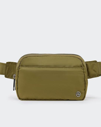 Pander Everywhere Belt Bag for Women, 5 Zipper Pockets Nylon Crossbody Fanny Pack Purse (Dark Moss)
