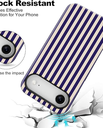 Magnetic for iPhone 17 Air Case Cute Stripes Phone Case, Shockproof Slim TPU and Hard PC Protective Phone Cover Compatible with MagSafe Designed for Women Girls, Deep Purple