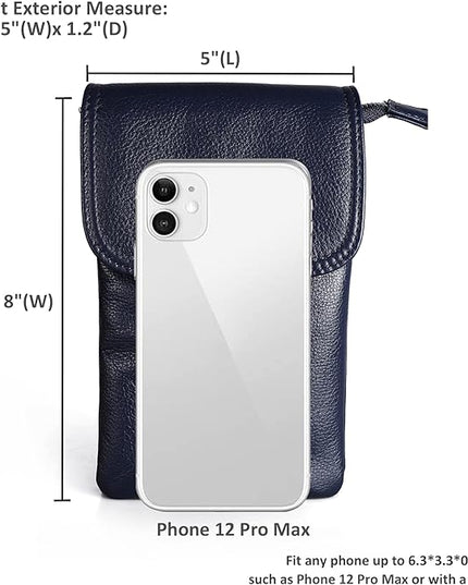 befen Genuine Leather Small Crossbody Bags for Women Cell Phone Bag Cross Body Purses,Silver Zipper