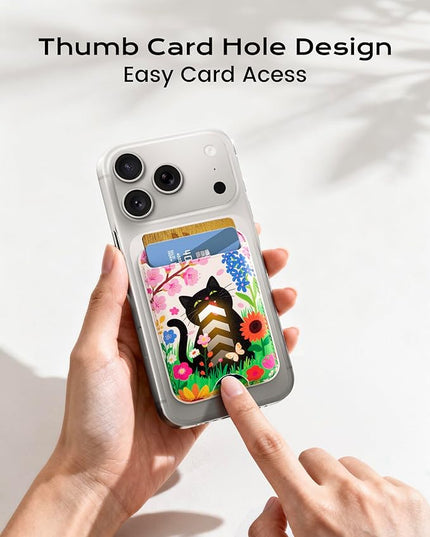 Magnetic Mag-safe Wallet Cell Phone Card Holder for Phone Case with Mag-Safe, Stronger Magnetic RFID Leather Phone Wallet Stick on for iPhone 17/16/15/14/13/12 Series, Fit 3 Cards