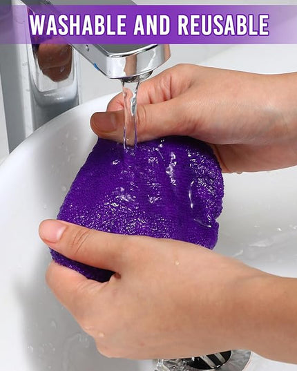 Baderke 10 Pcs Windshield Cleaner Tool Car Window Cleaning Supplies with Extendable Handle Include 6 Washable Microfiber Bonnets 2 Empty 60ml Spray Bottle Glass Wiper Kit(Purple)