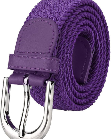 Falari Men Women Multicolored Elastic Stretch Braided Belt Canvas Fabric Woven No Holes Belt