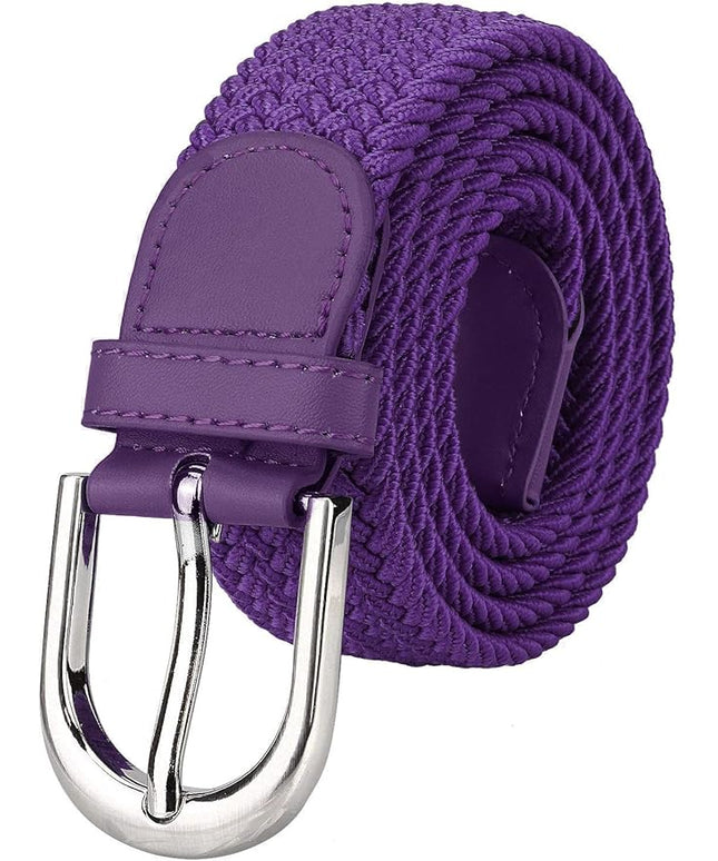 Falari Men Women Multicolored Elastic Stretch Braided Belt Canvas Fabric Woven No Holes Belt