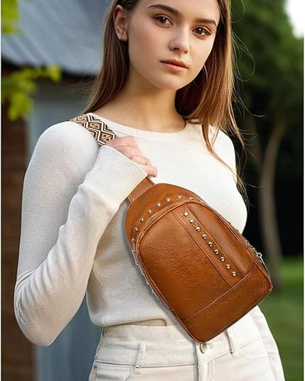 FALAN MULE Crossbody Bags for Women Trendy Leather Sling Chest Bag Fanny Packs for Women