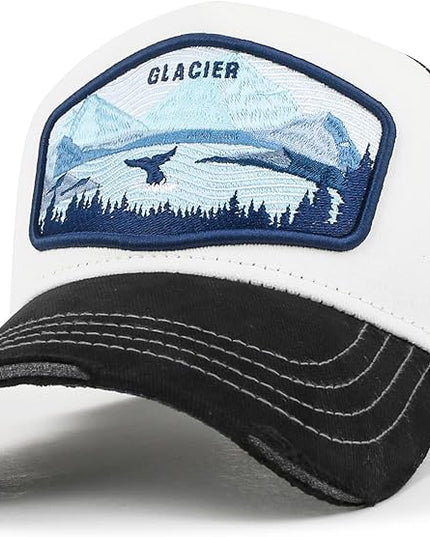 ililily Premium Howels Embroidery Vintage Baseball Cap Distressed Trucker Hat
