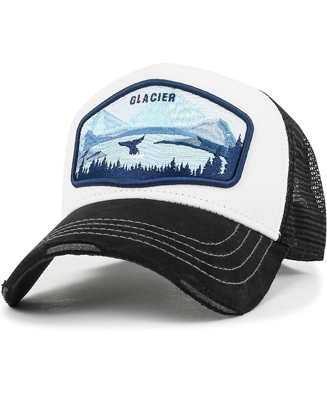 ililily Premium Howels Embroidery Vintage Baseball Cap Distressed Trucker Hat