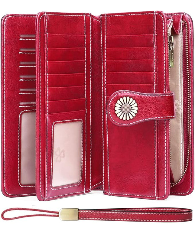 SENDEFN Wallets for Women Leather Credit Card Holder with RFID Blocking Large Capacity Wristlet | with RFID Blocking, Large Capacity, Wristlet, with RFID Blocking, Large Capacity, Wristlet