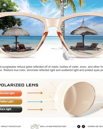 DANAMY Sunglasses Womens Polarized Sunglasses for Women Trendy Designer Mirrored UV400 Protection Sun Glasses