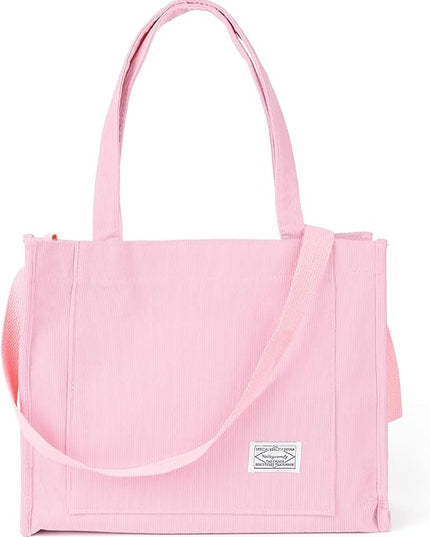 Valleycomfy Corduroy Tote Bag for Women Travel Crossbody Bag Purse Women Shoulder Bags Work Handbags Everyday Hobo Bag